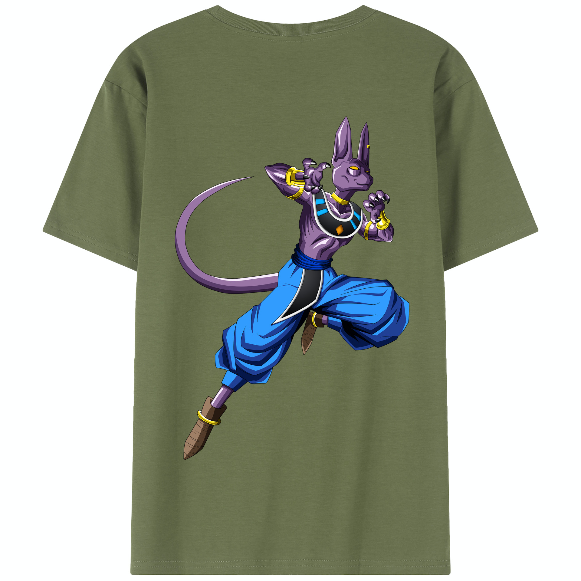 （画像用） ドラゴンボール ビルス 破壊神ビルス DRAGON BALL Beerus Birusu 綿100％半袖Tシャツ（背面プリント）